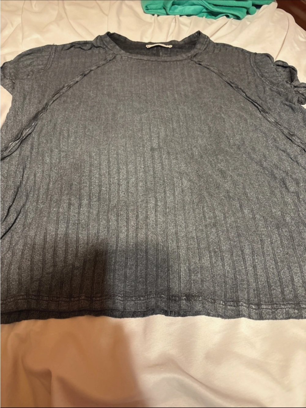 Zenana Outfitters Ribbed Scoop Neck Sweater in Heather Gray
